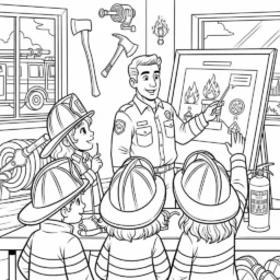 Desenho de Bombeiro e Bombeiros Mirins para Colorir