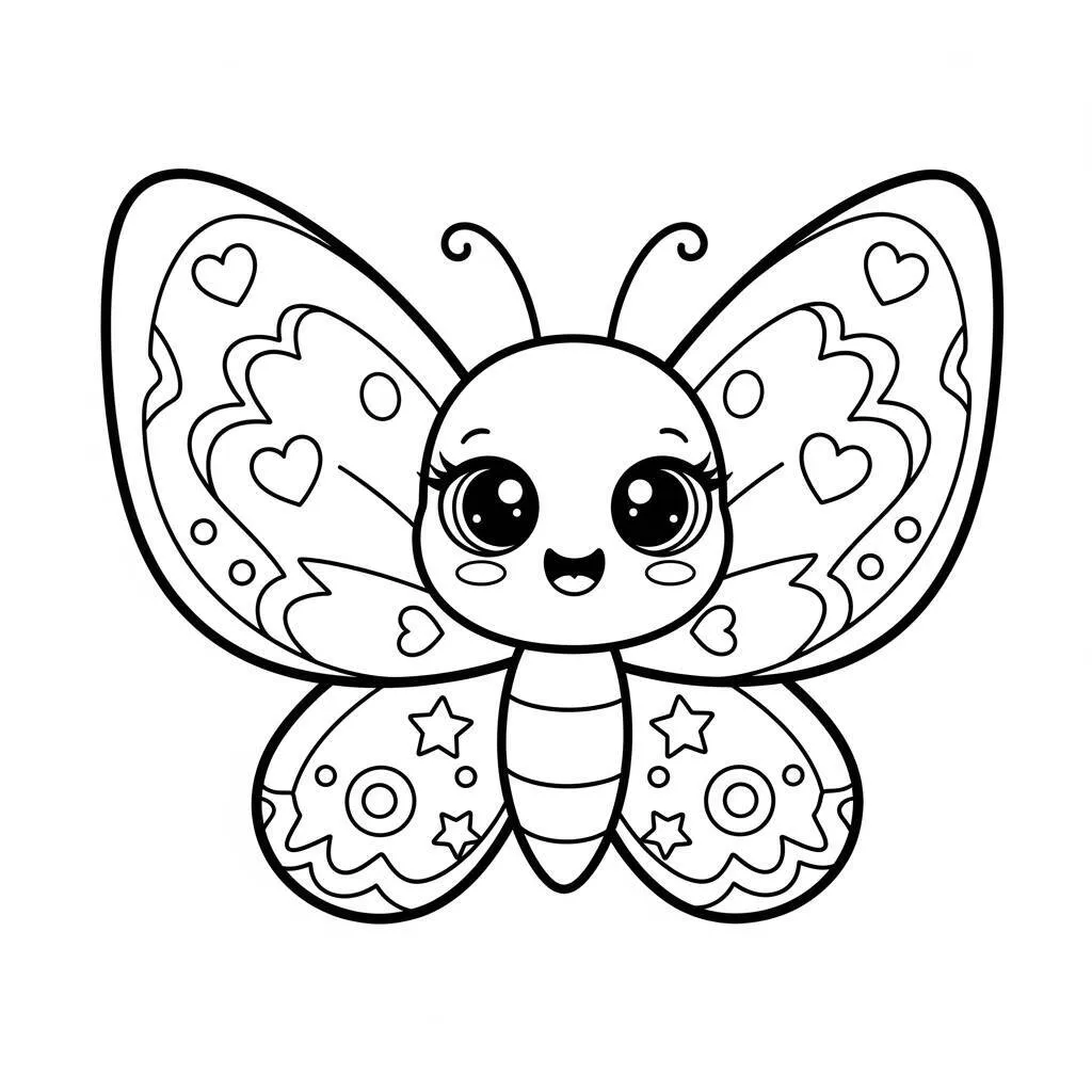 Desenho de Borboleta Kawaii para Colorir