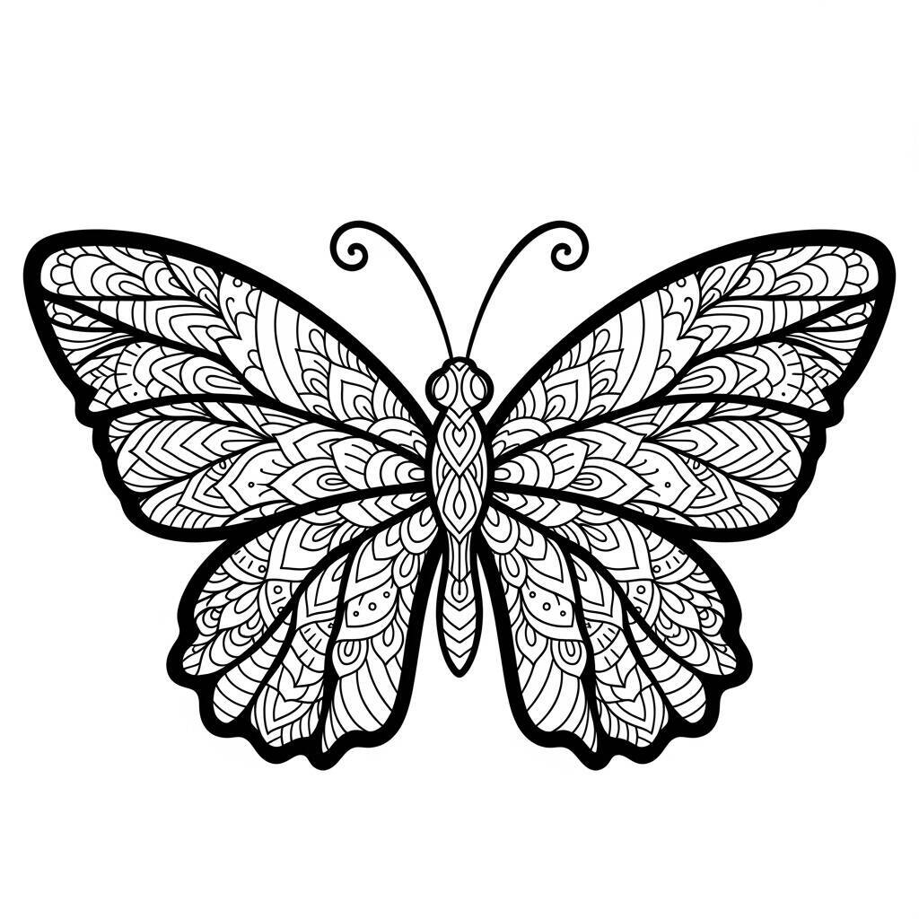 Desenho de Borboleta Mandala para Colorir