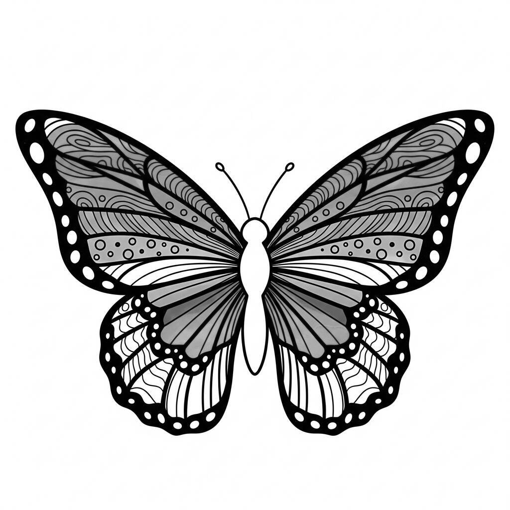 Coloriage papillon avec des couleurs arc-en-ciel