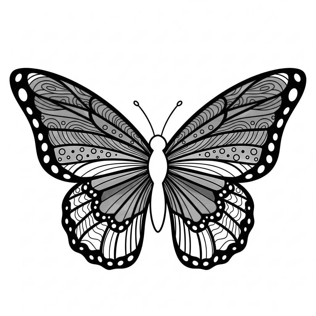 Desenho de Borboleta com Cores do Arco-Íris para Colorir