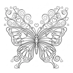 Desenho de Borboleta e Coração para Colorir