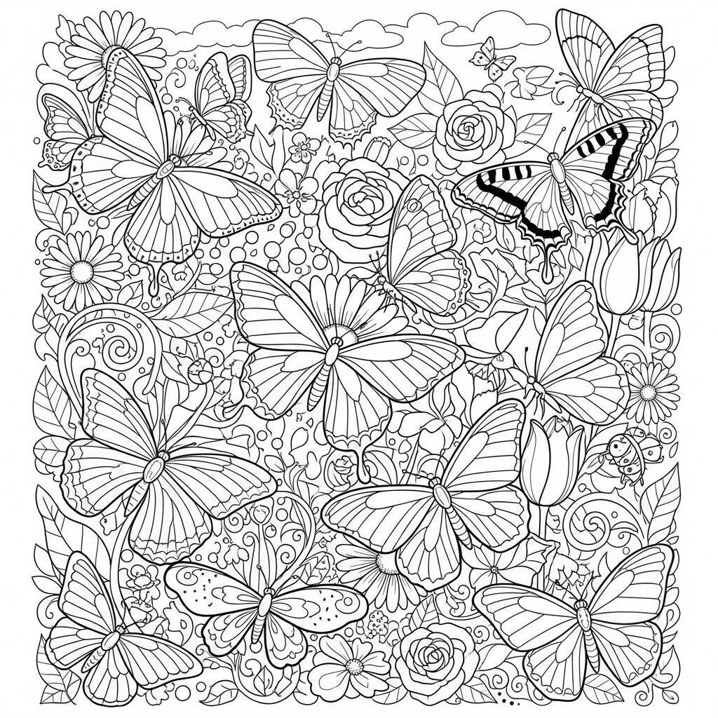 Desenho de Borboletas para Colorir