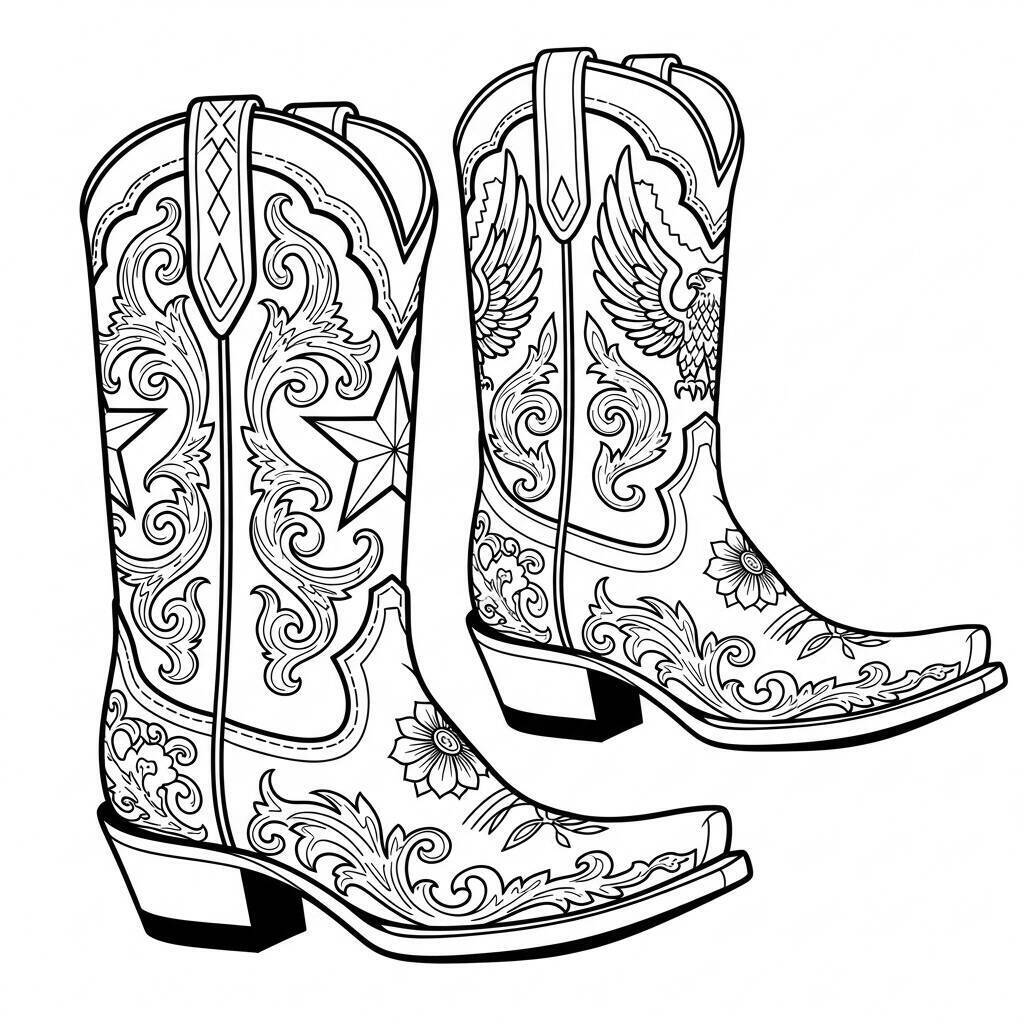 Ausmalbilder Cowboystiefel