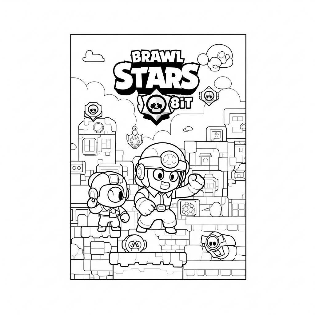 Desenho de Brawl Stars 8-Bit para Colorir