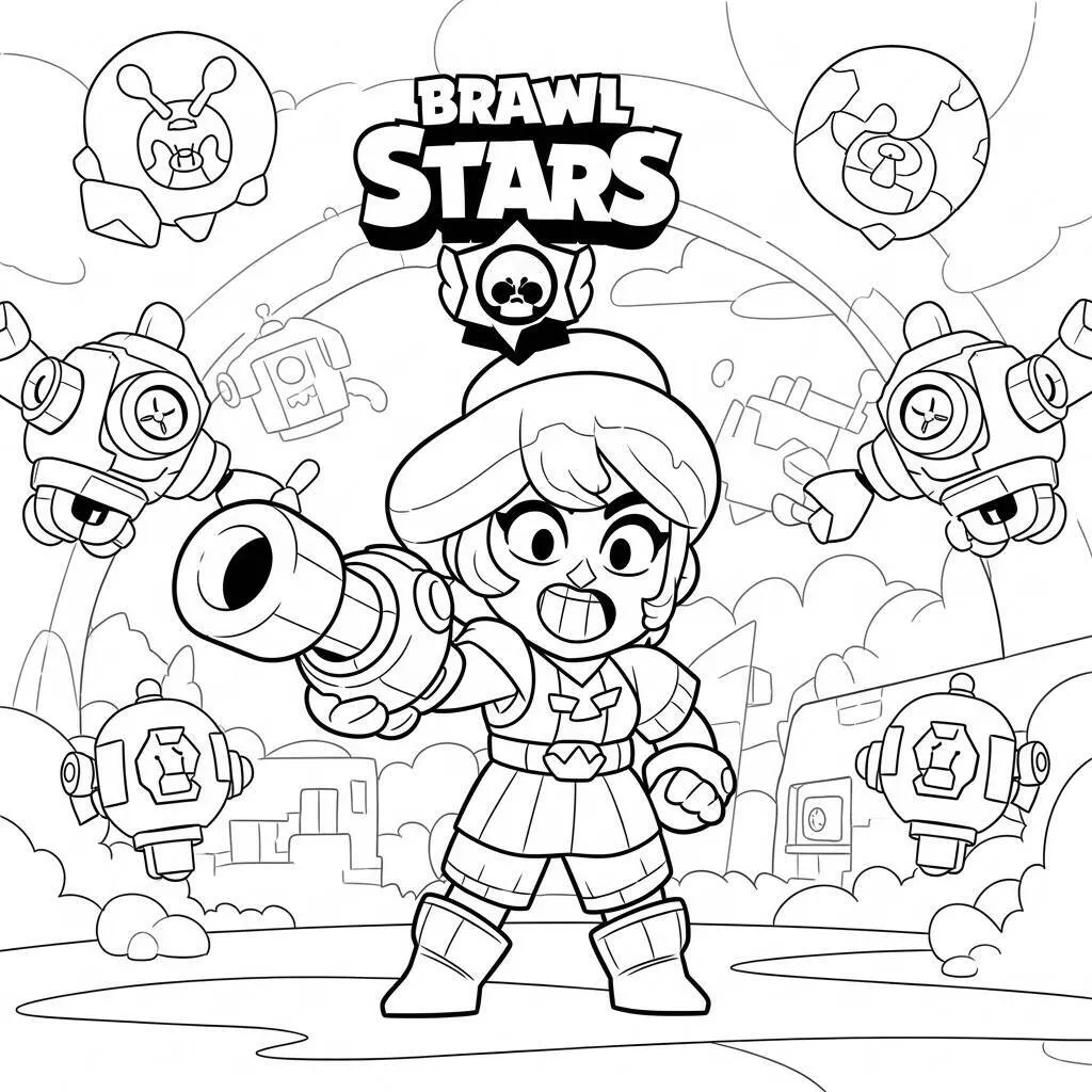Desenho-de-Brawl-Stars-Jessie-para-Colorir Desenho de Brawl Stars Jessie para Colorir