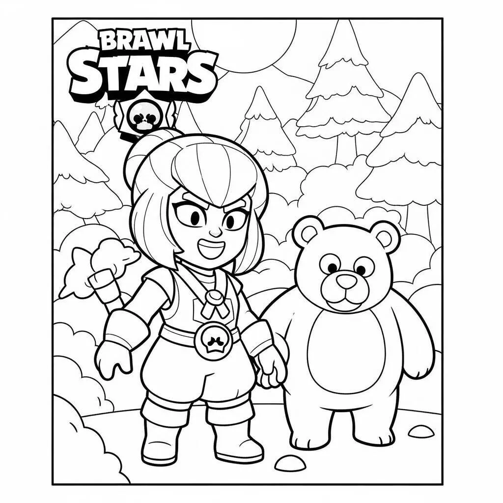Desenho de Brawl Stars Nita para Colorir