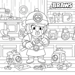 Pagina da colorare di Brawl Stars Pam
