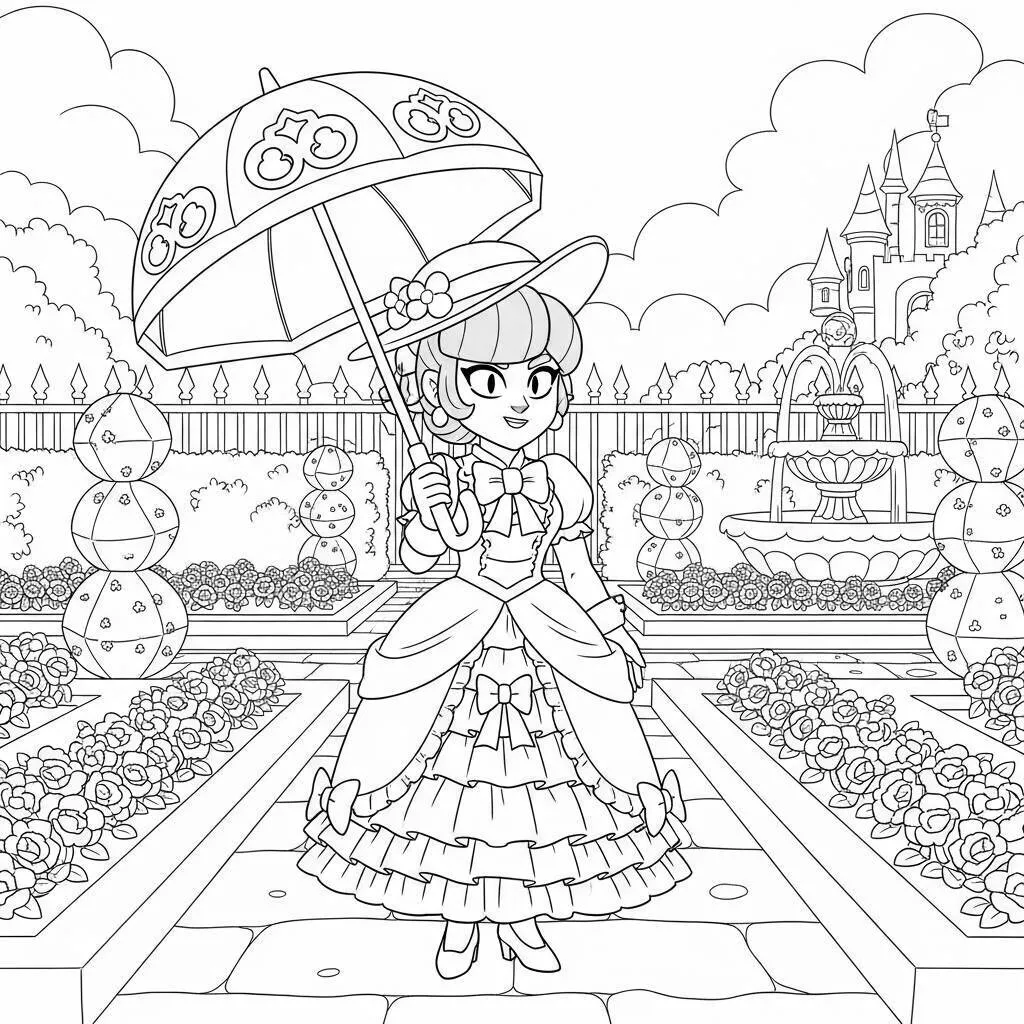 Desenho-de-Brawl-Stars-Piper-para-Colorir Pagina da colorare di Piper di Brawl Stars