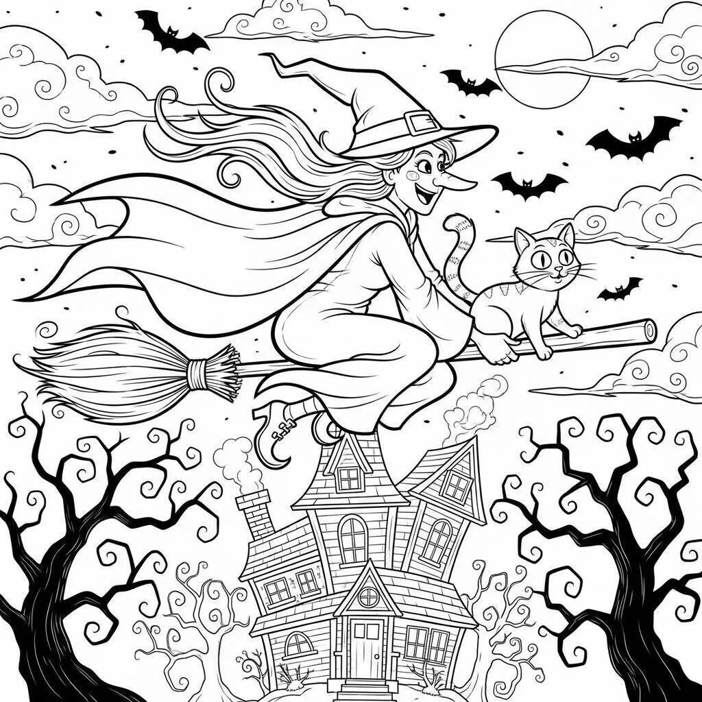 Desenho de Bruxa para Colorir