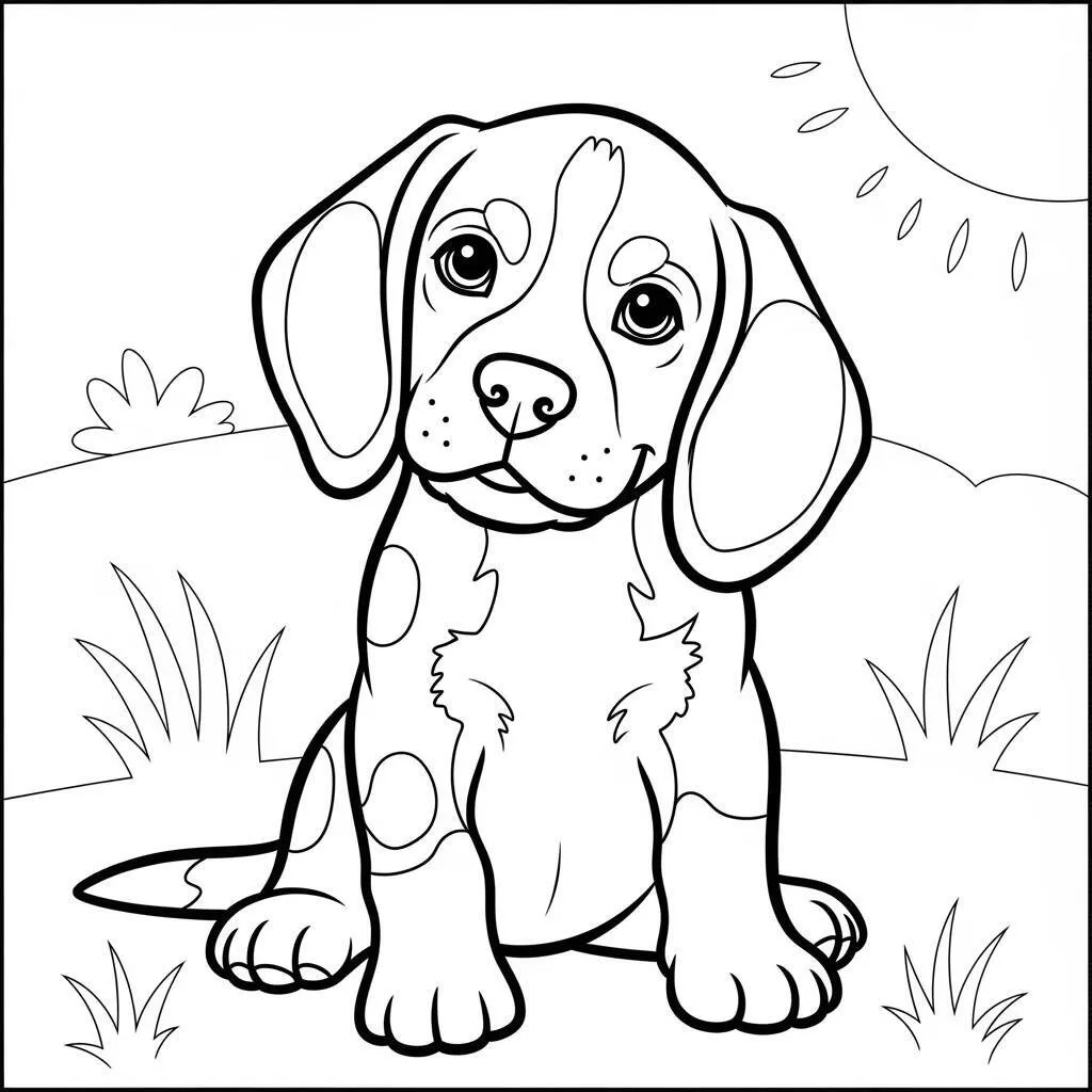 Desenho de Cachorrinho Beagle para Colorir