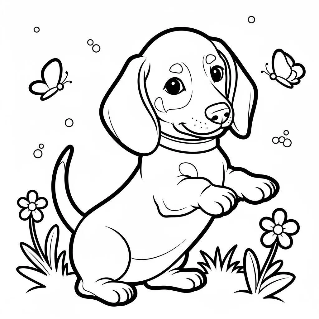 Desenho-de-Cachorrinho-Dachshund-para-Colorir Desenho de Cachorrinho Dachshund para Colorir