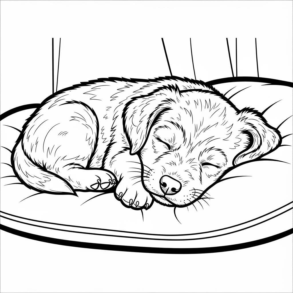 Desenho de Cachorrinho Dormindo para Colorir