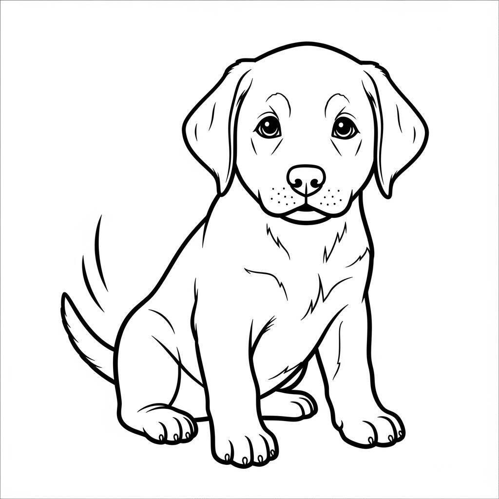 Desenho de Cachorrinho Labrador para Colorir