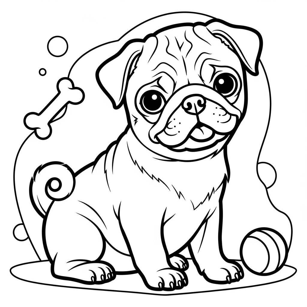Desenho de Cachorrinho Pug para Colorir