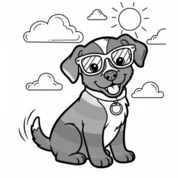 Desenho de Cachorrinho e Arco-Íris para Colorir