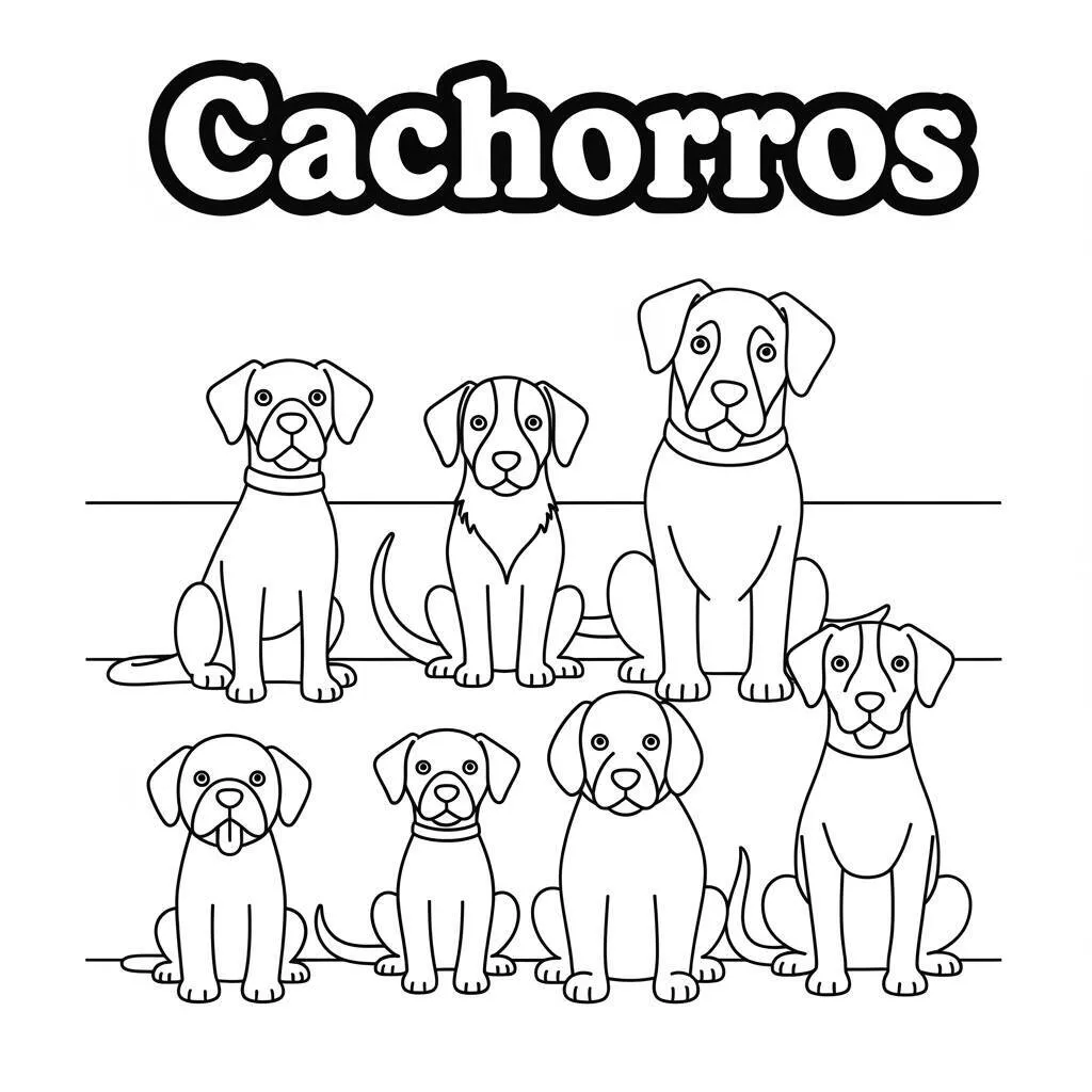 Desenho de Cachorros Simples para Colorir