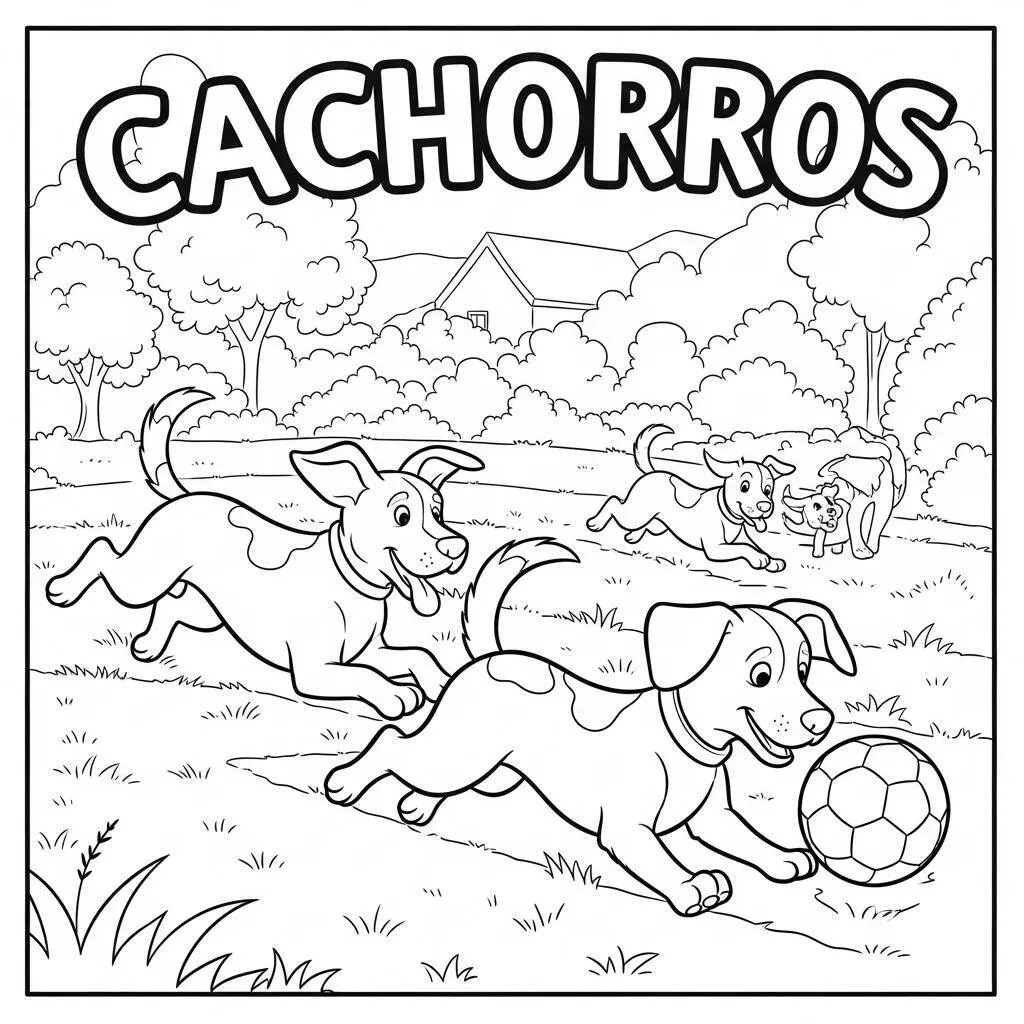 Desenho de Cachorros e Esportes para Colorir