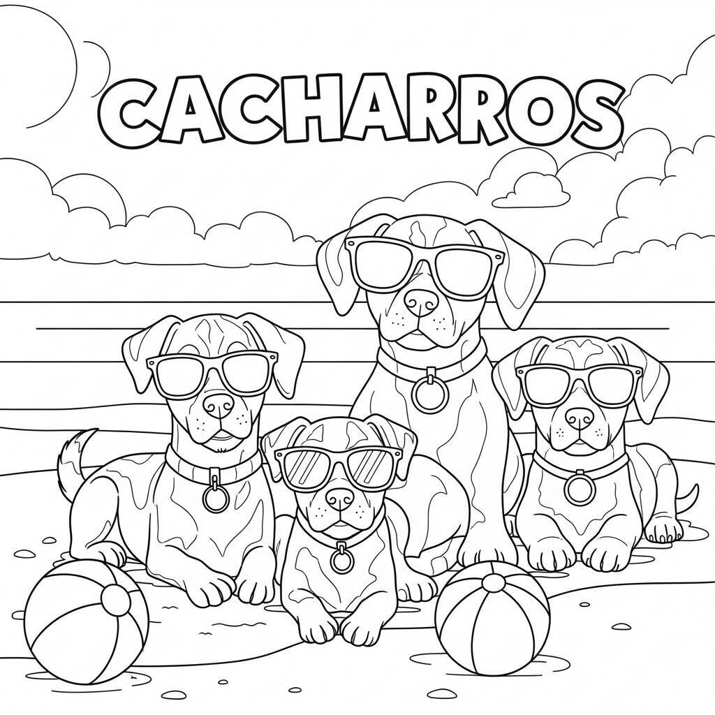 Ausmalbilder Hunde im Urlaub
