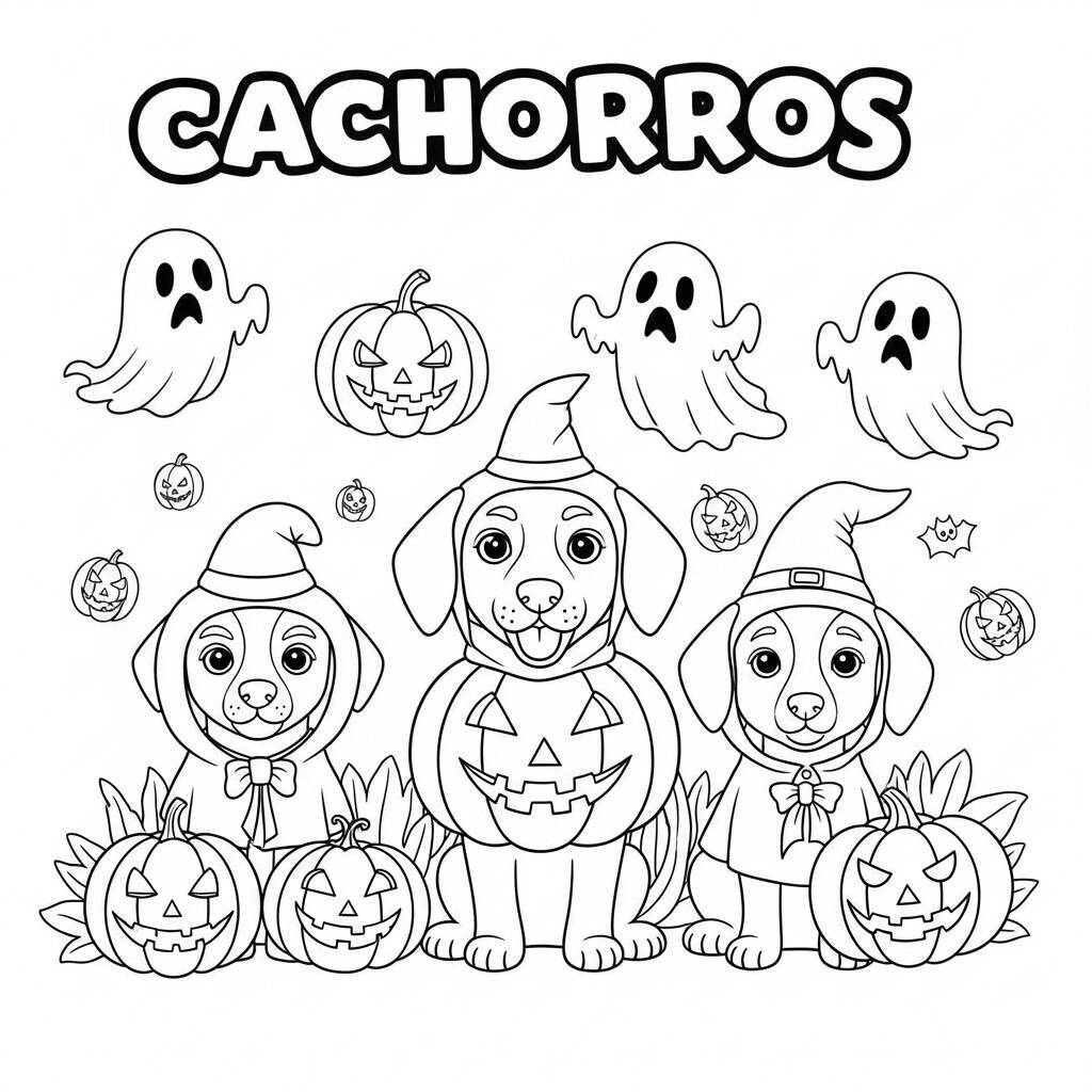 Ausmalbilder Halloween-Hunde