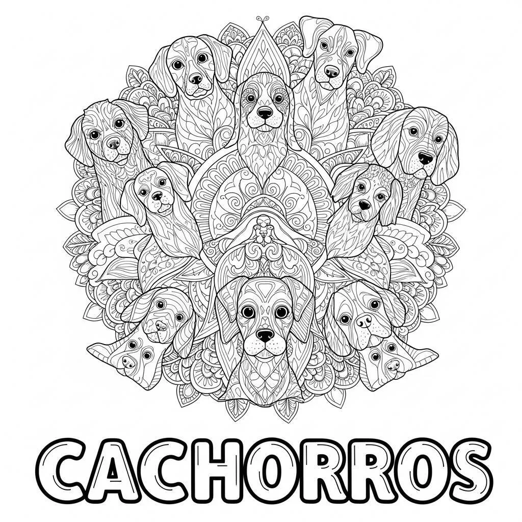 Desenho-de-Cachorros-para-Adultos-para-Colorir Dog Coloring Pages for Adults