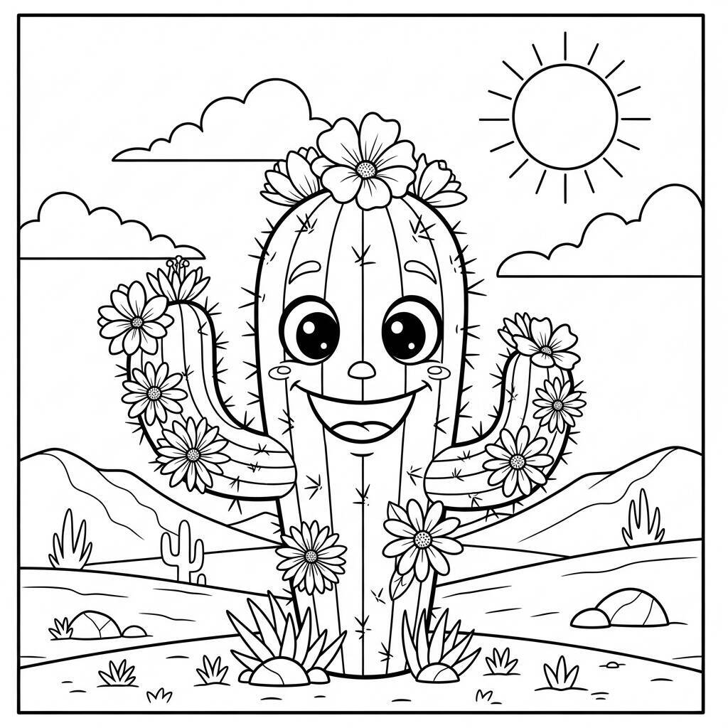 Coloriage de cactus