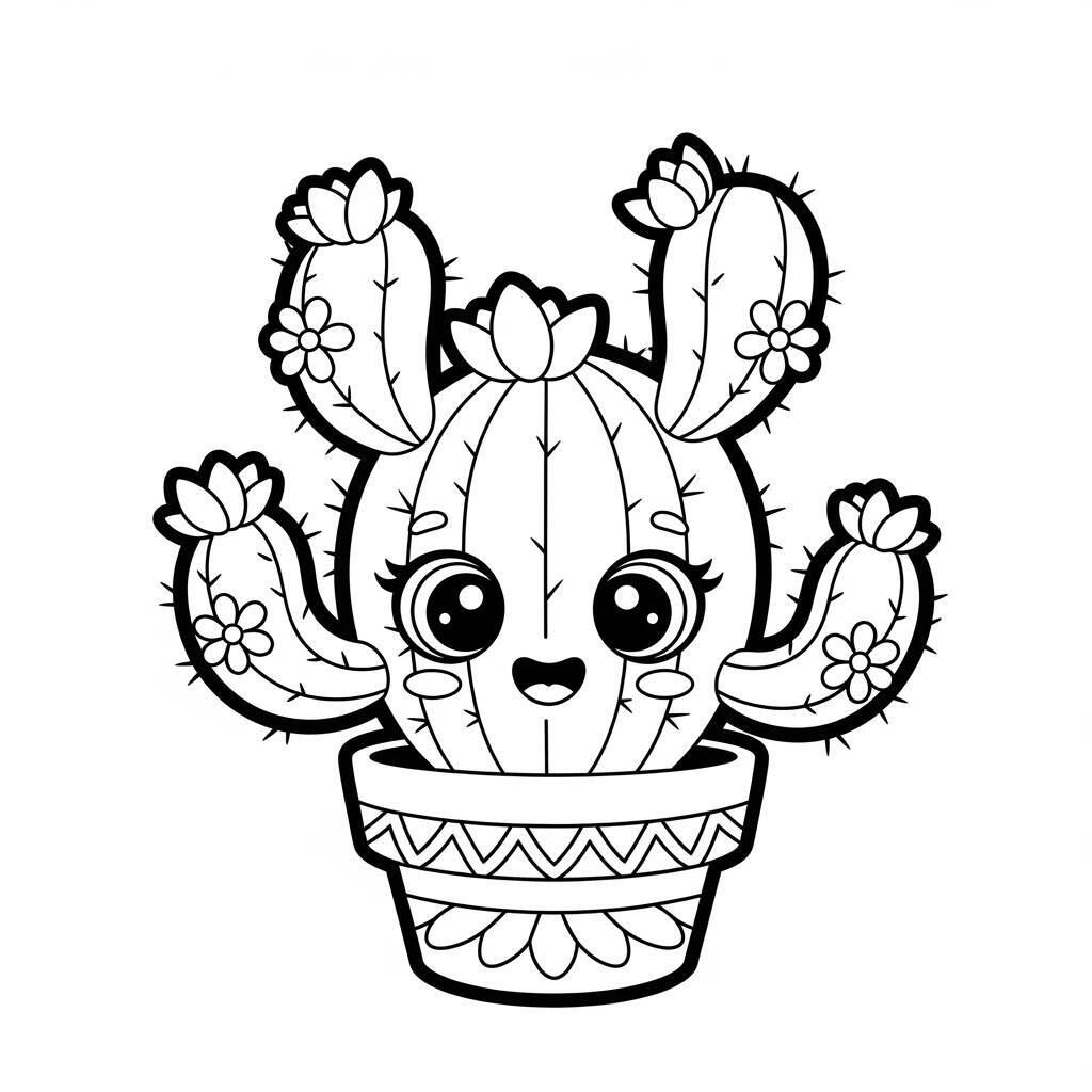 Desenho de Cactus Bonito para Colorir