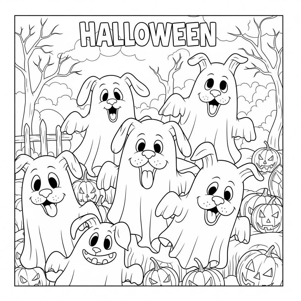 Desenho de Cães Fantasmas para Colorir
