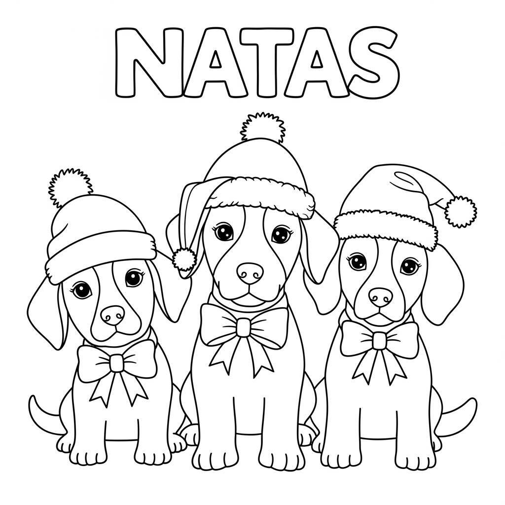 Coloriage de chiens de Noël