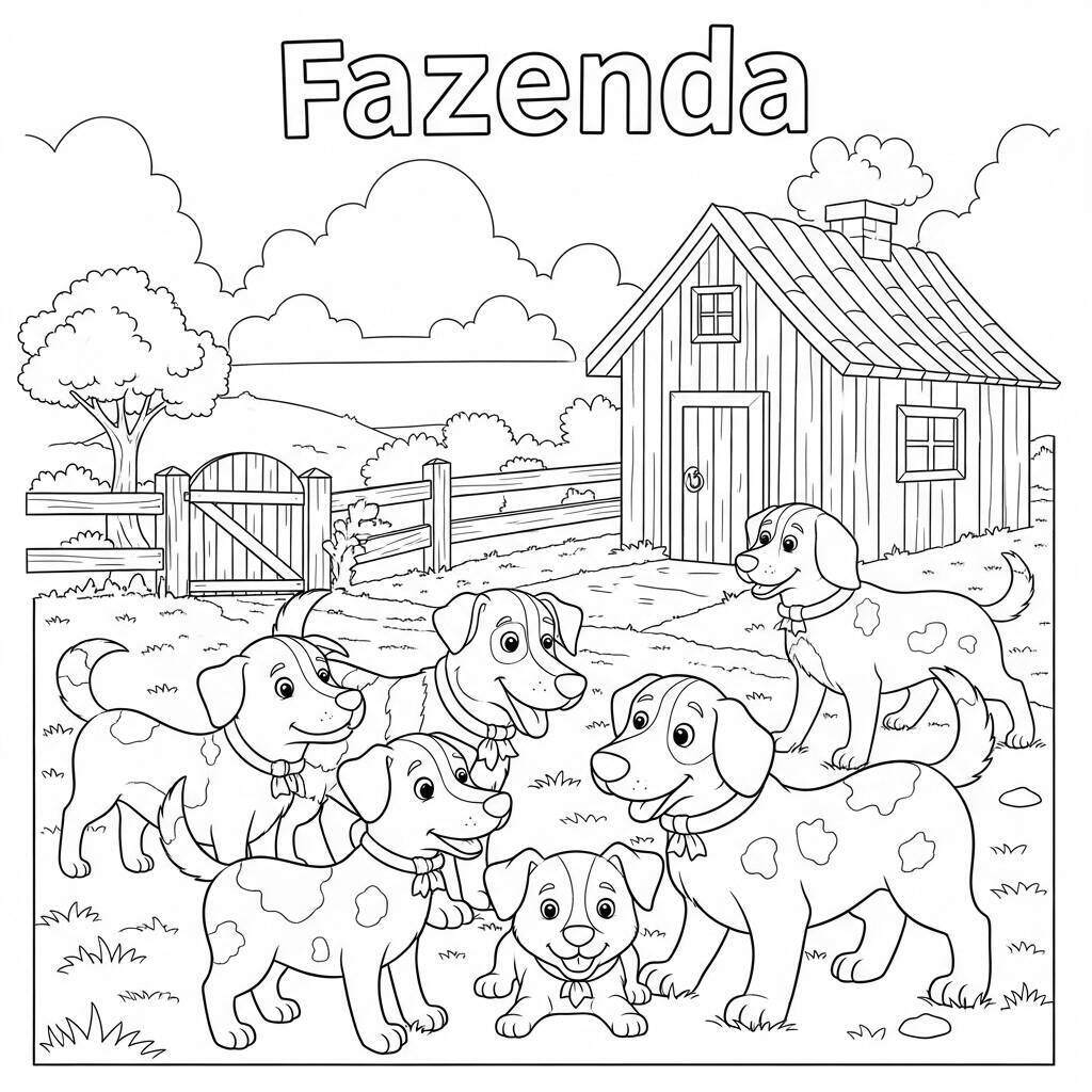Desenho de Cães da Fazenda para Colorir