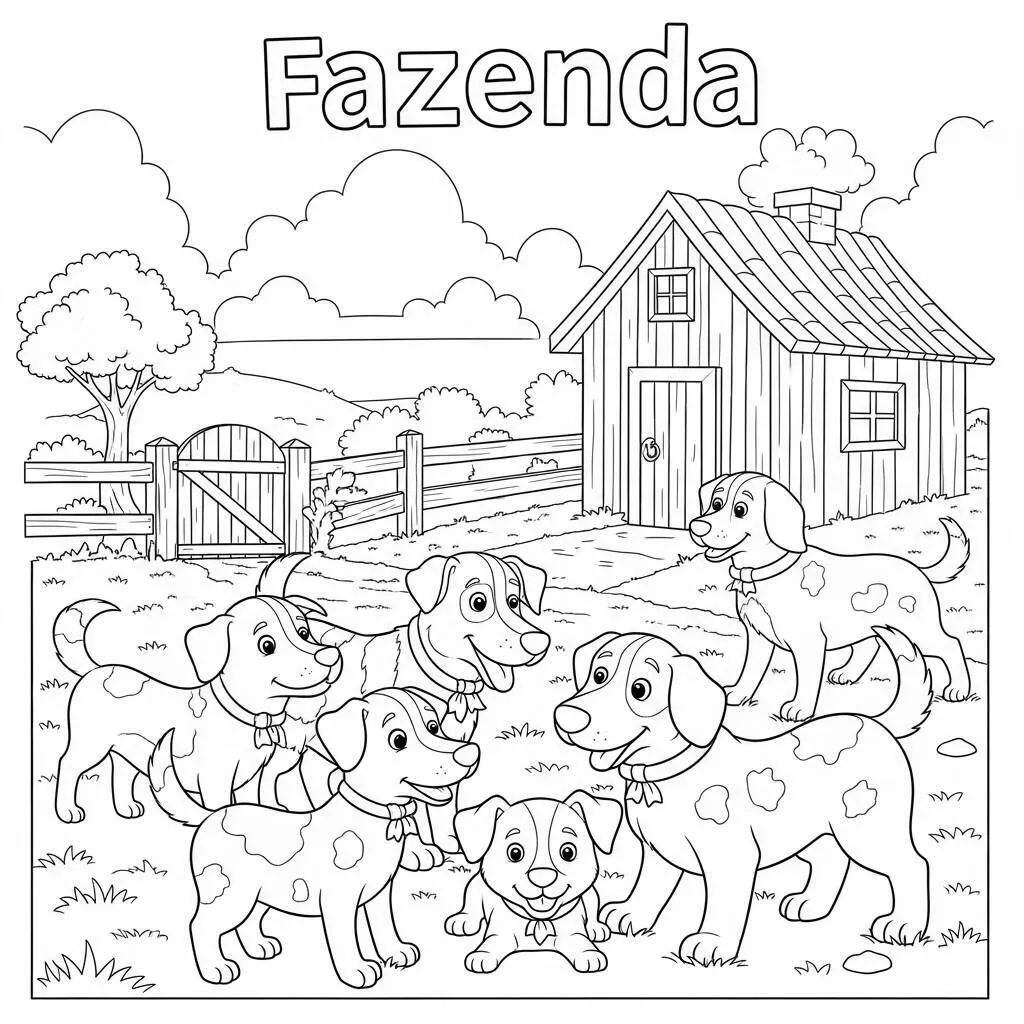 Desenho de Cães da Fazenda para Colorir