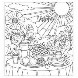 Desayuno de verano Página para colorear