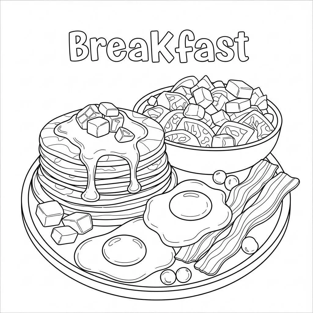 Desenho de Café da Manhã para Colorir