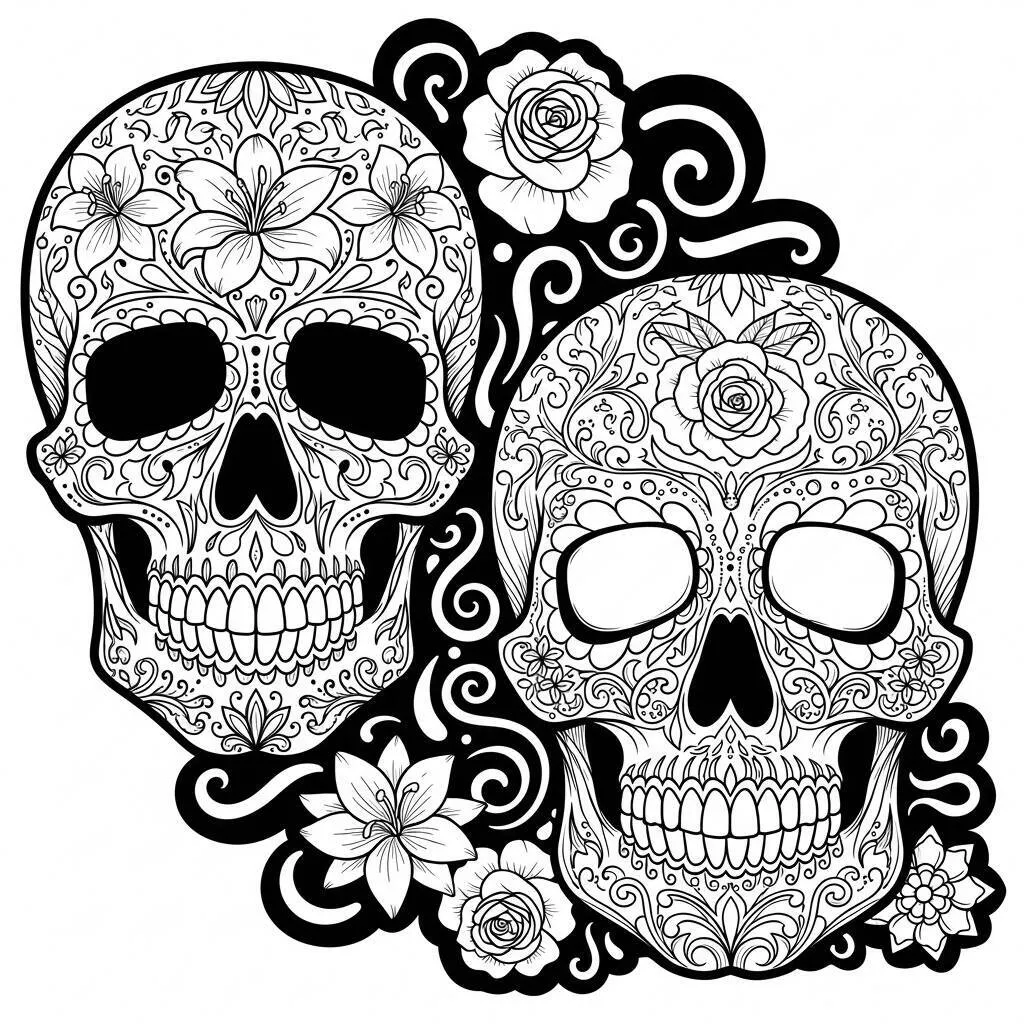 Desenho de Calaveras para Colorir
