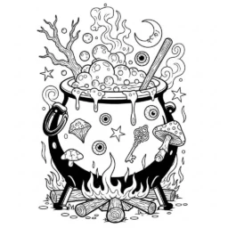 Desenho de Caldeirão da Bruxa para Colorir