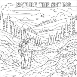 Desenho de Caminhada na Natureza para Colorir