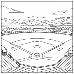 Desenho de Campo de Beisebol para Colorir