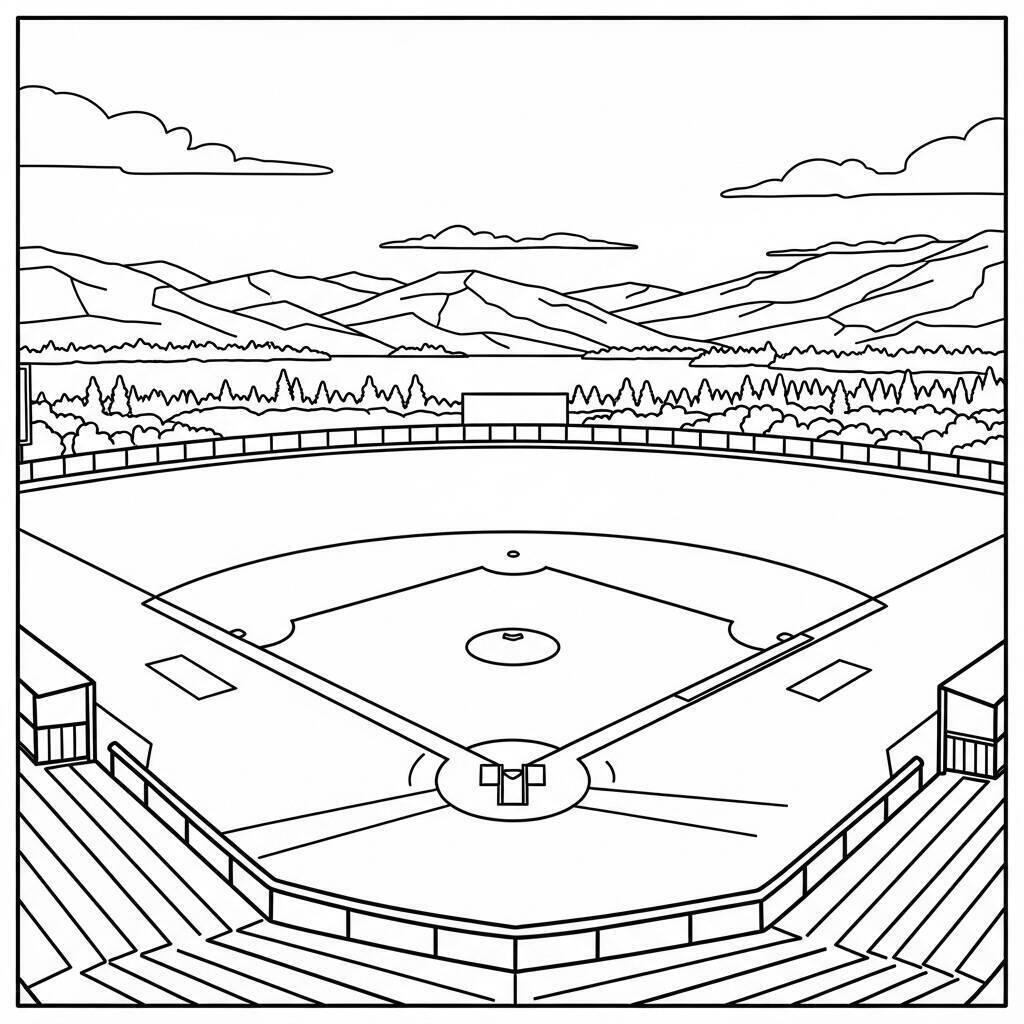 Desenho de Campo de Beisebol para Colorir