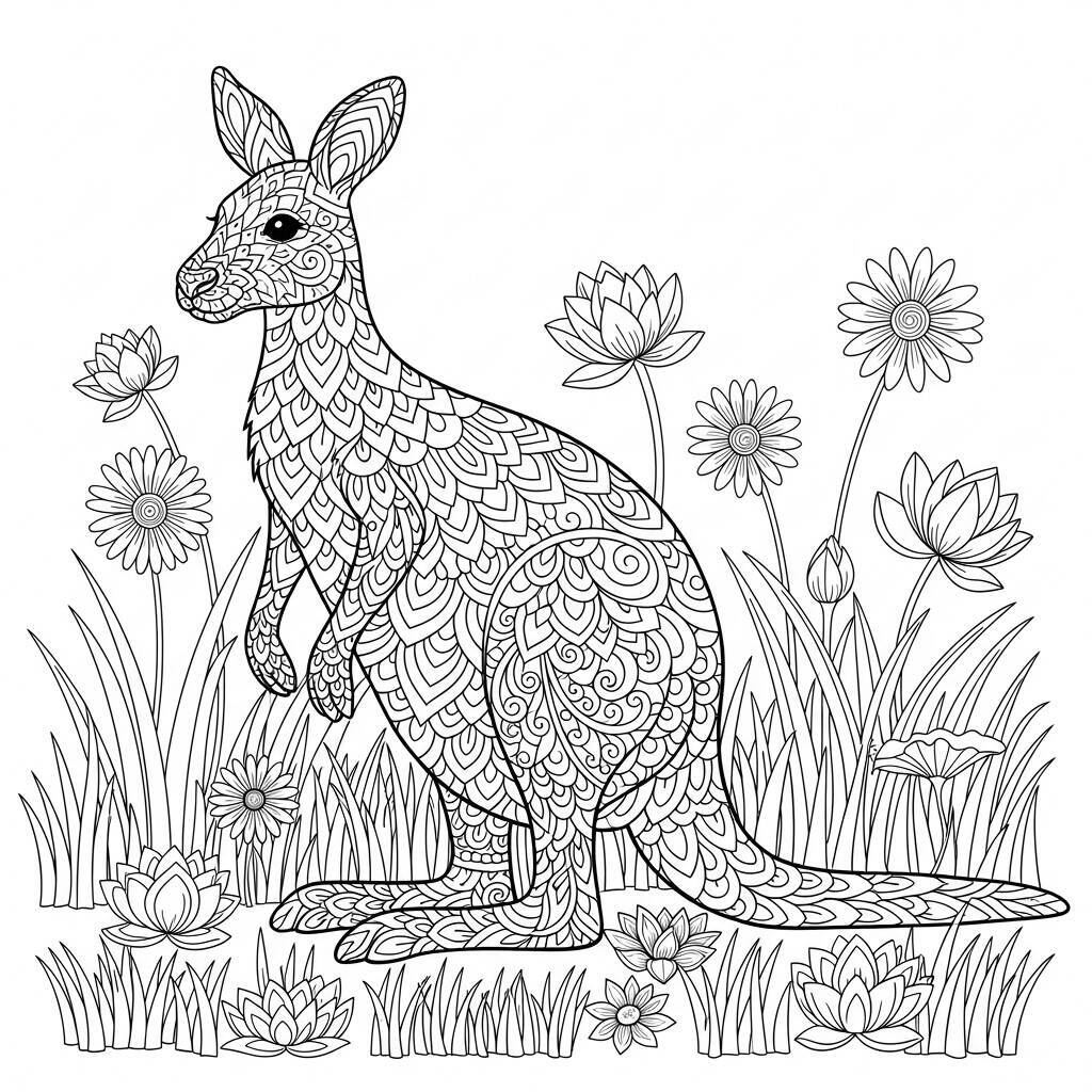 Desenho de Canguru Mandala para Colorir