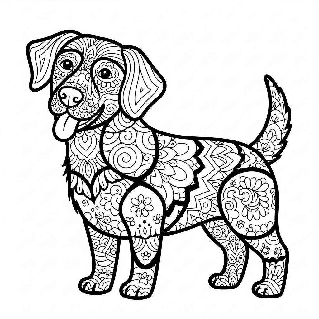 Desenho de Cão Mandala para Colorir