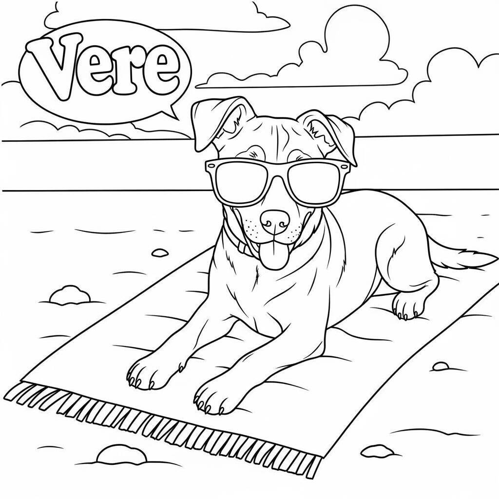 Coloriage chien avec des lunettes de soleil