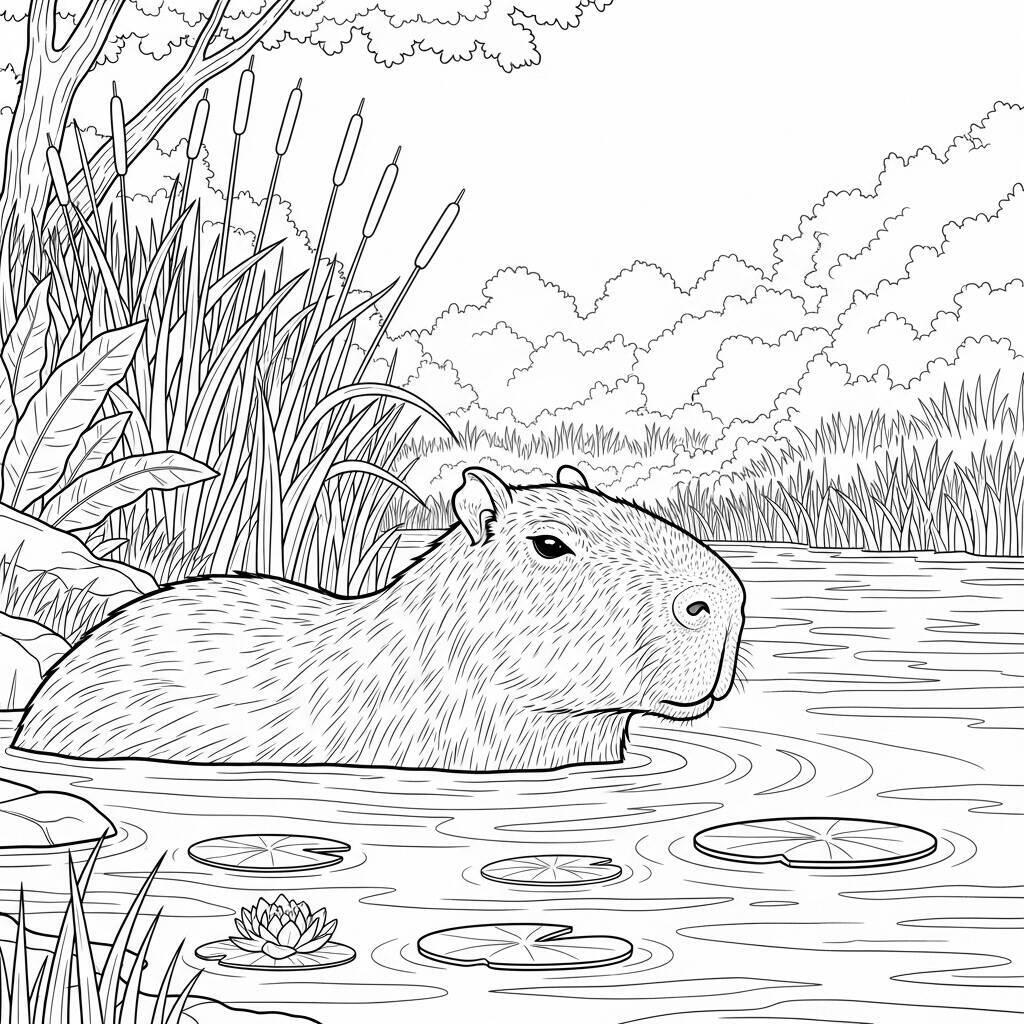 Coloriage Capybara réaliste