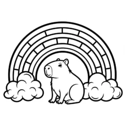 Carpincho y arcoiris Página para colorear