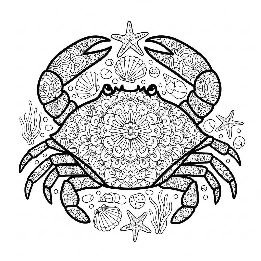 Desenho de Caranguejo Mandala para Colorir