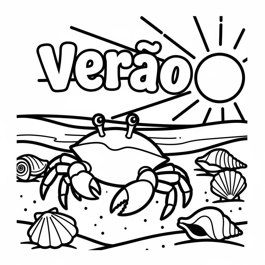 Coloriage de crabe sur la plage