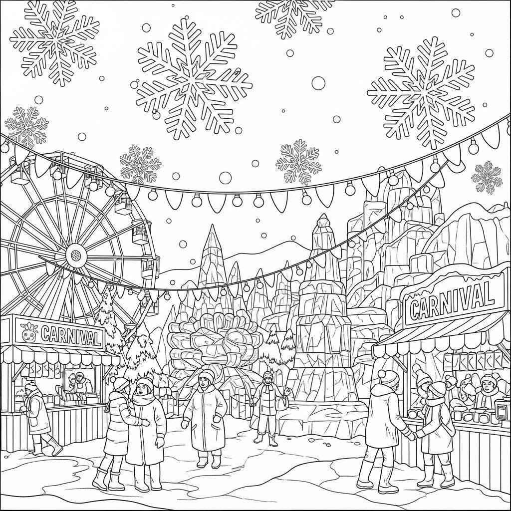 Desenho de Carnaval de Inverno para Colorir