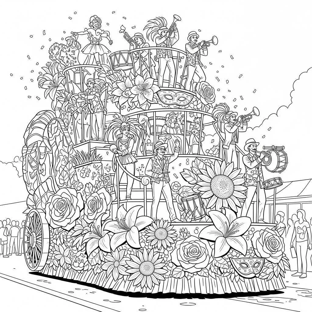 Desenho de Carro Alegórico para Colorir