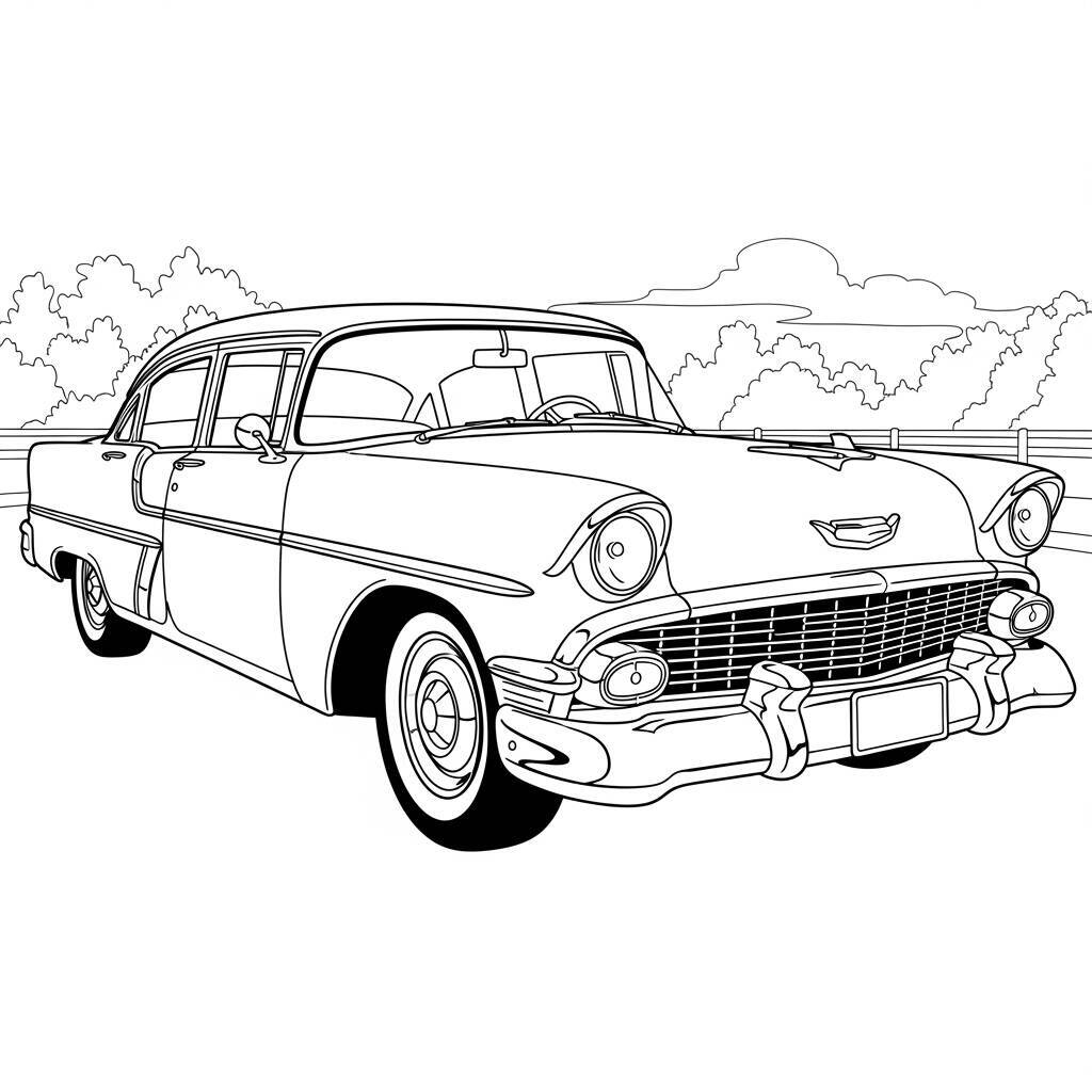 Desenho de Carro Clássico para Colorir