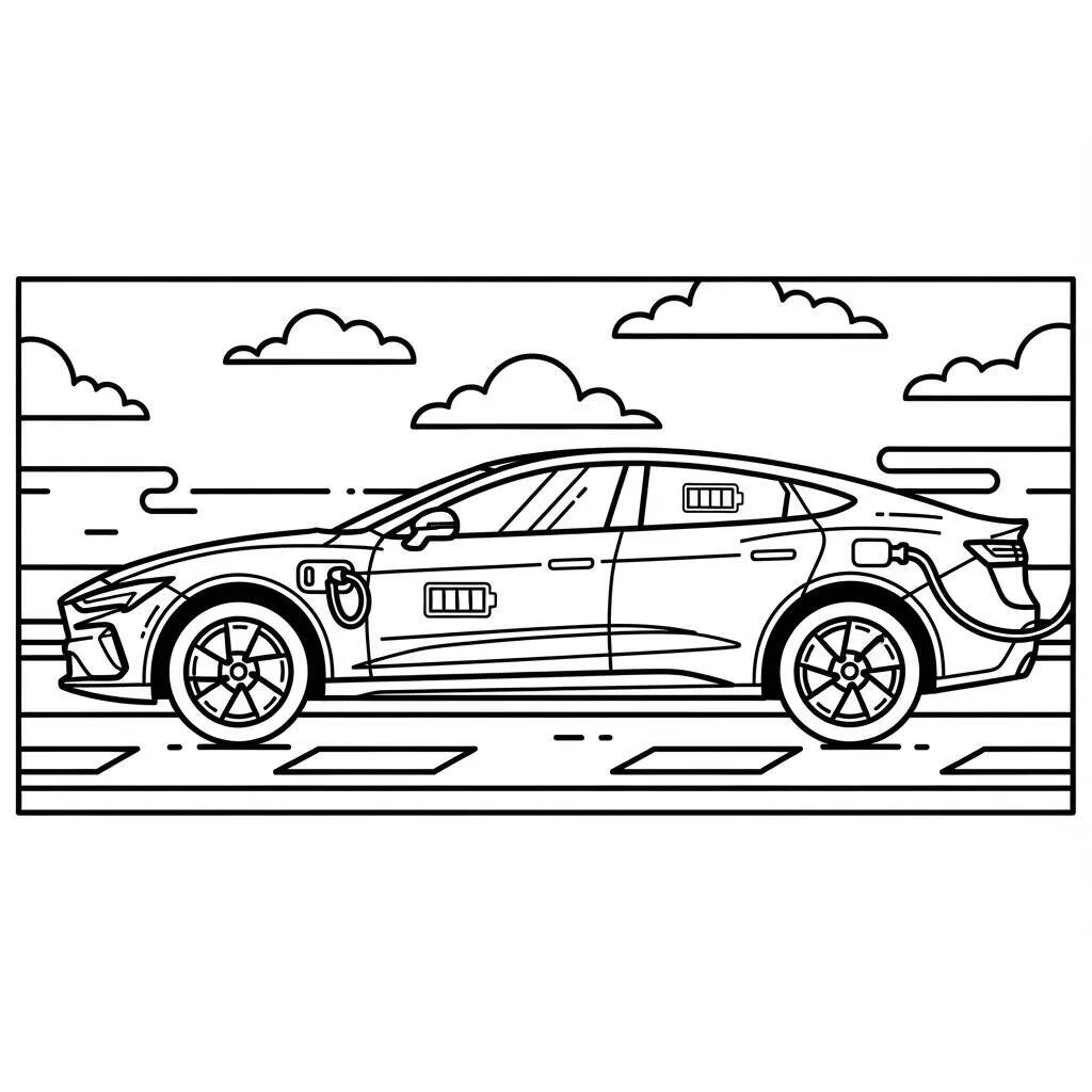 Desenho-de-Carro-Eletrico-para-Colorir Desenho de Carro Elétrico para Colorir