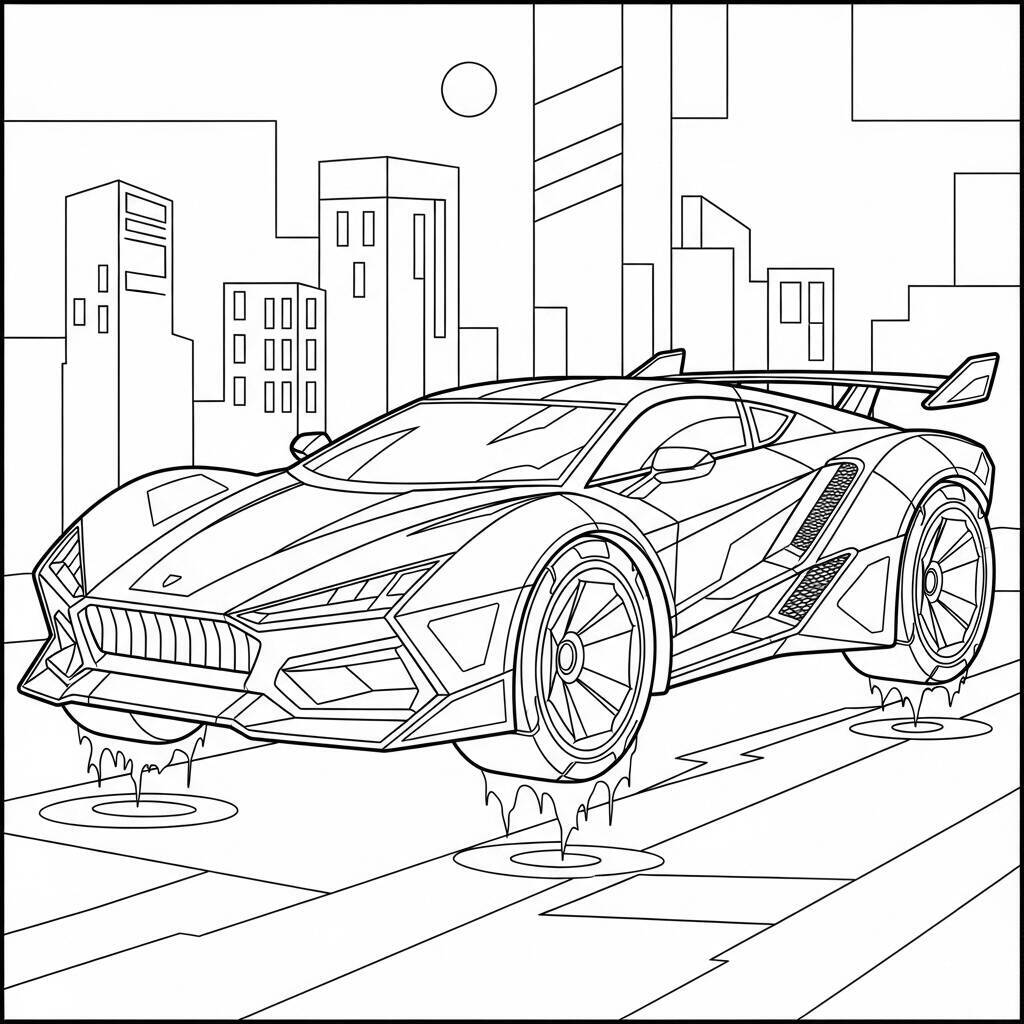 Futuristische Auto-Malseite